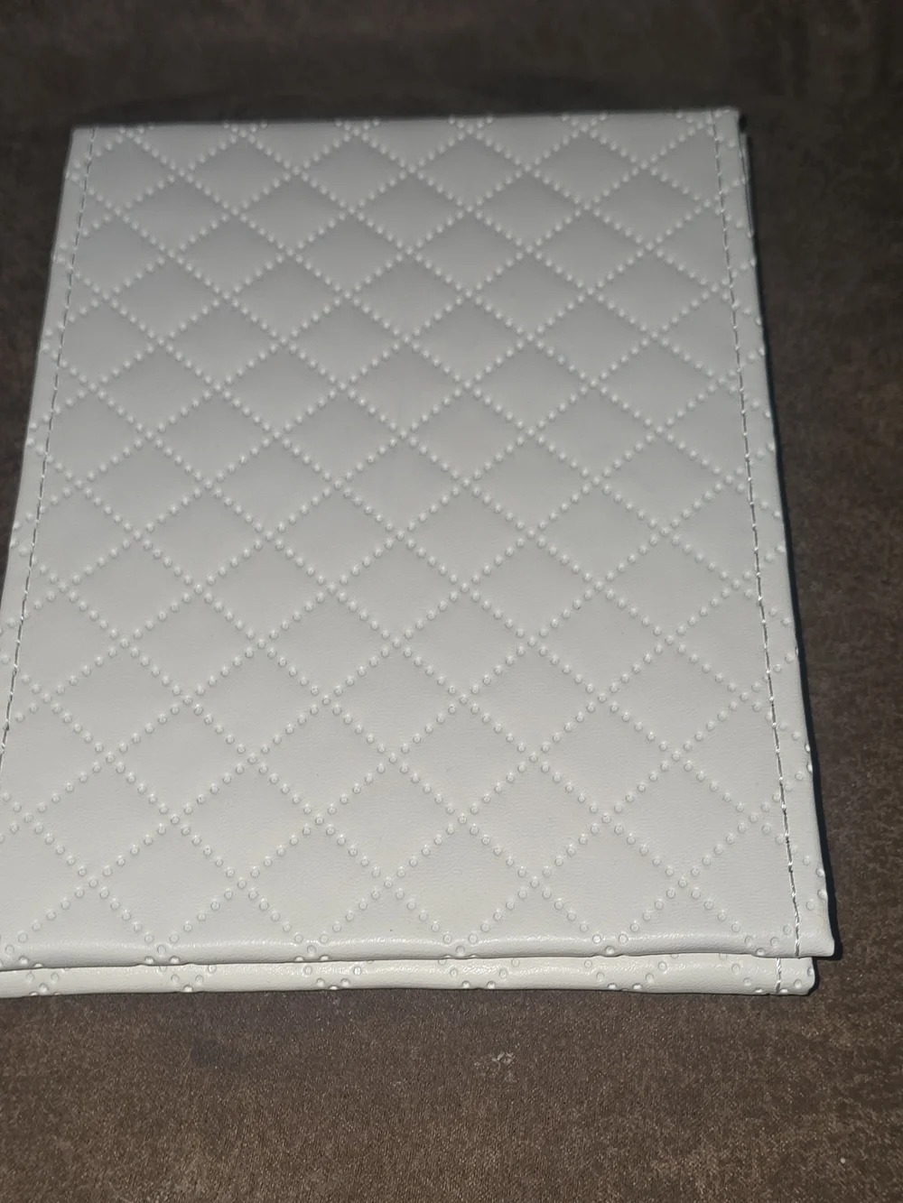 Custom Upcycled Quilted White Folding Tabletop Makeup Mirror w/ Stand